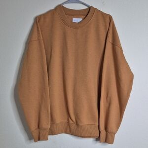 Topman Tan Crewneck Sweater with Ribbed Details